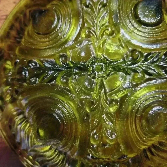 Indiana Glass Green Killarney Single Handle Divided Relish Tray Bowl - Picture 6 of 8